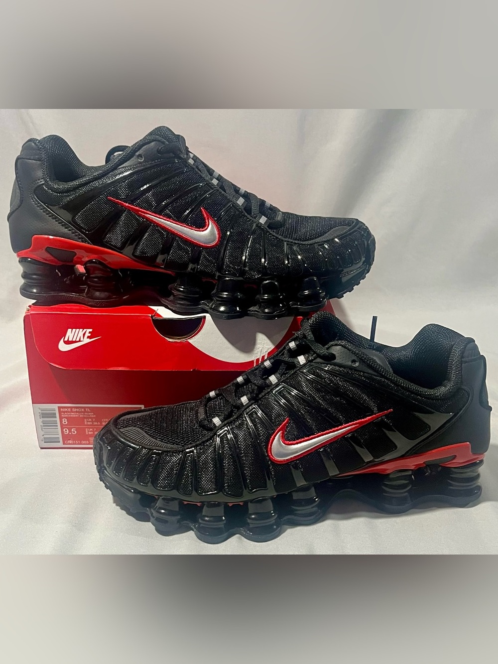 Nike Men’s Black and Red Shox Running Sneakers